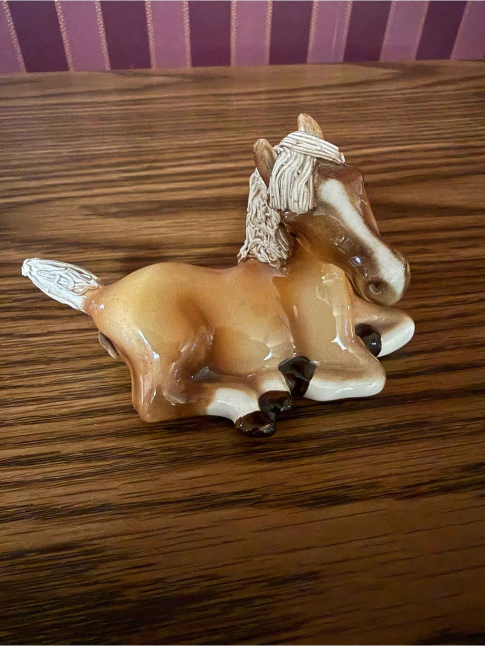 Cheval Ceramic Mini Pony Horse Statue Porcelain Figurine Spaghetti Mane & Tail